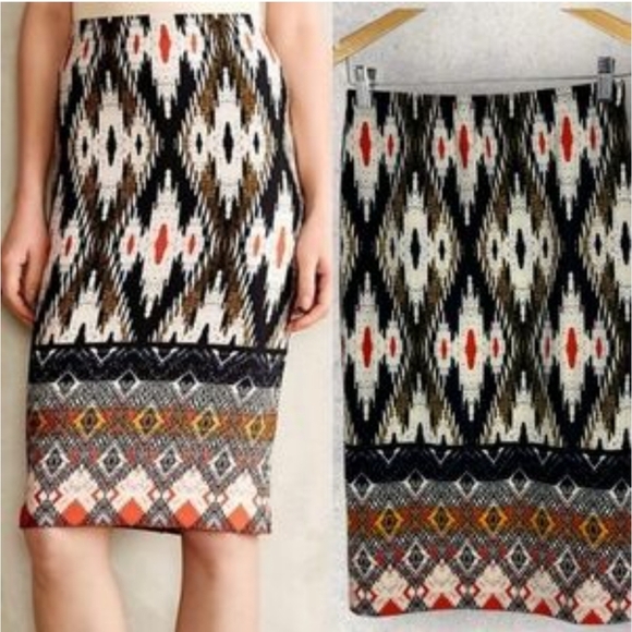 Anthropologie Maeve Tribal Patterned Women's Pencil Skirt - Multicolor Small - Picture 1 of 4
